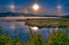 sun dogs over Cherry Pond